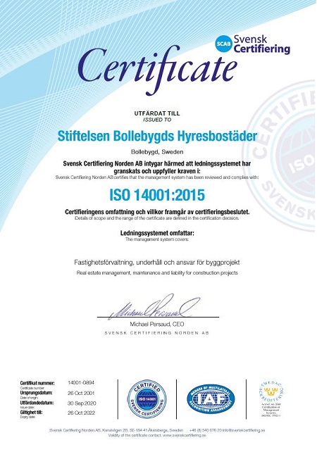 Certifikat ISO 14001:2015